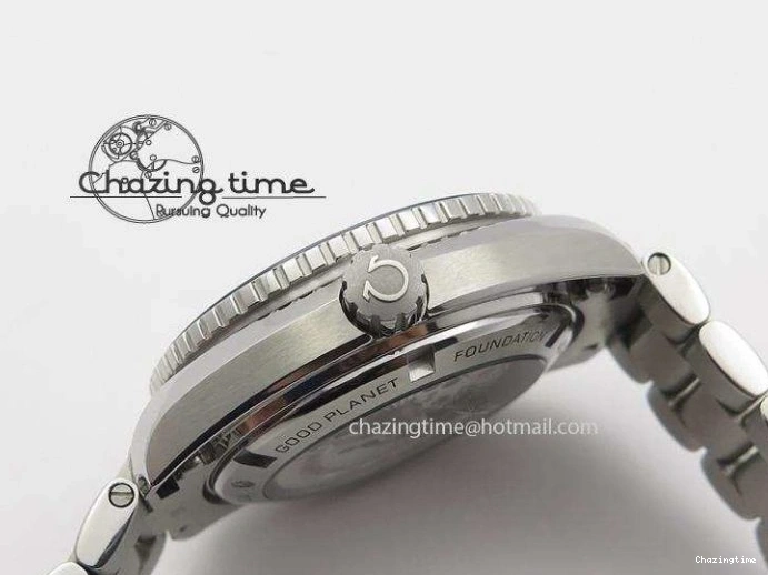 1229 Planet Ocean GMT 42mm V6F 1:1 Best Edition Blue Bezel Orange Numbers On SS Bracelet A Compact 8254